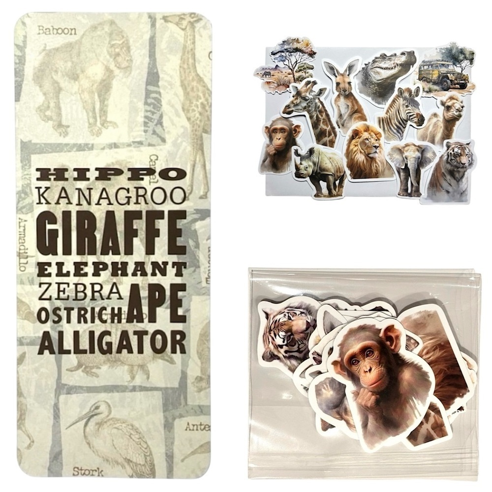 Handmade Safari Animal Greeting Card with 12 Stickers